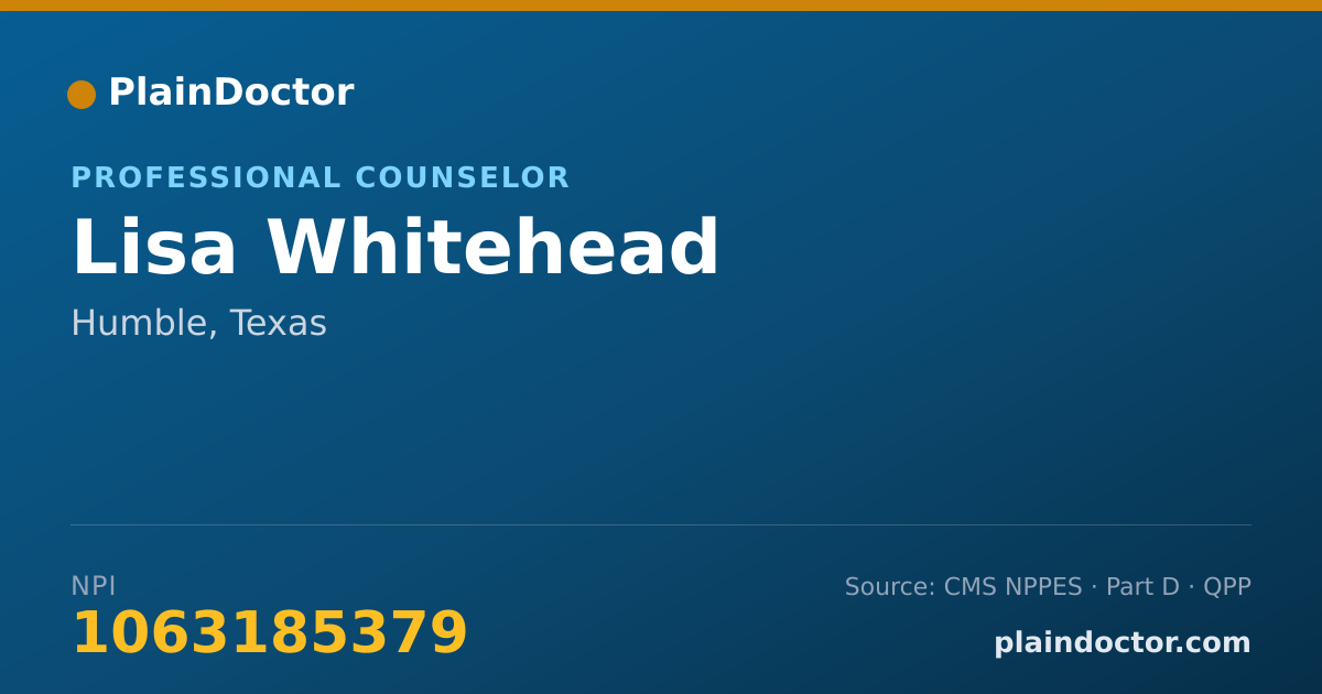 Shareable card for Lisa Whitehead - Professional Counselor, Humble, TX