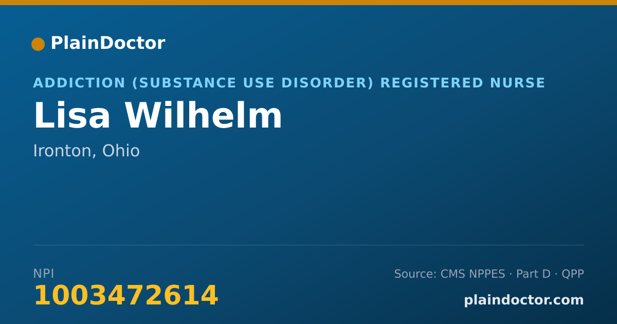 Shareable card for Lisa Wilhelm - Addiction (Substance Use Disorder) Registered Nurse, Ironton, OH