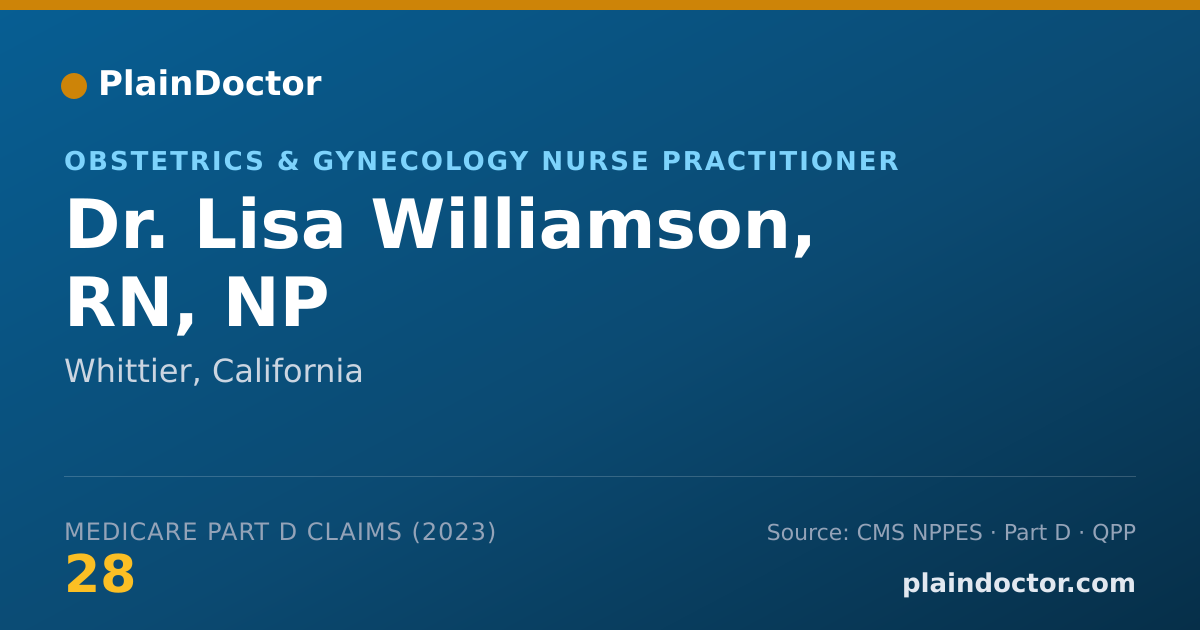 Shareable card for Lisa Williamson, RN, NP - Obstetrics & Gynecology Nurse Practitioner, Whittier, CA