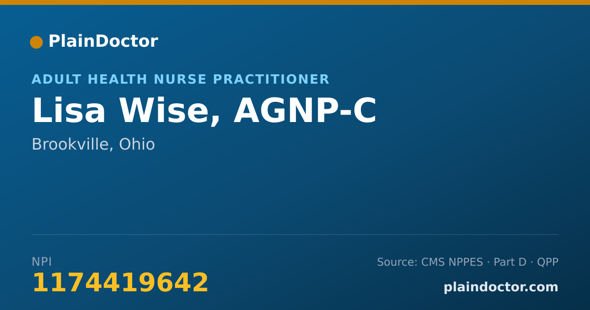 Shareable card for Lisa Wise, AGNP-C - Adult Health Nurse Practitioner, Brookville, OH