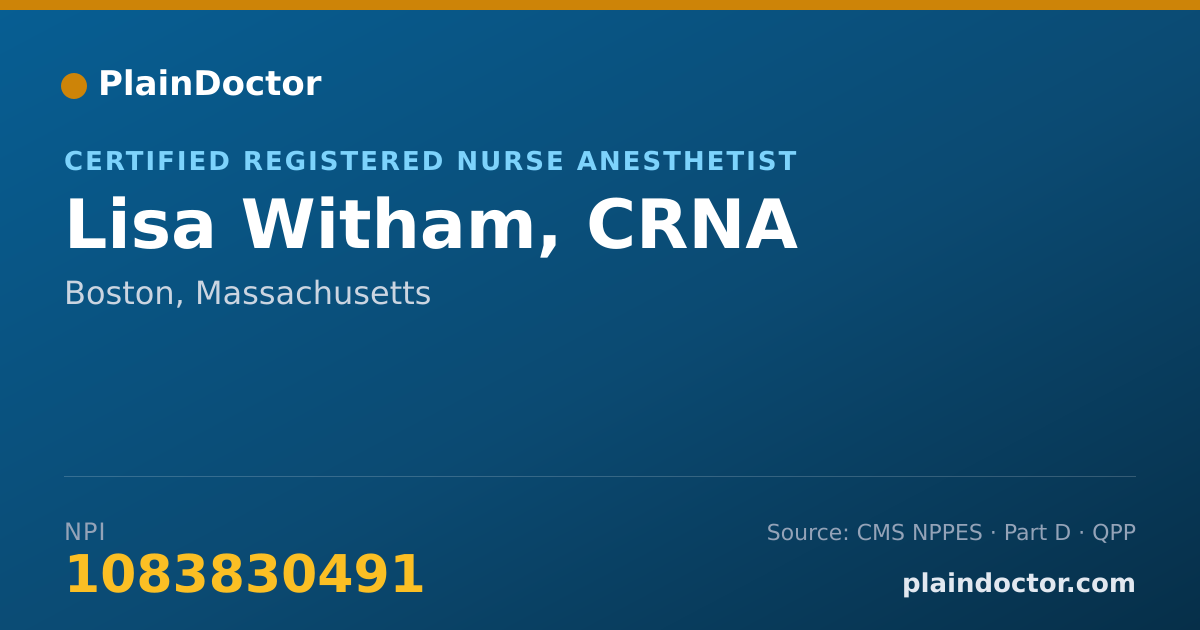 Shareable card for Lisa Witham, CRNA - Certified Registered Nurse Anesthetist, Boston, MA