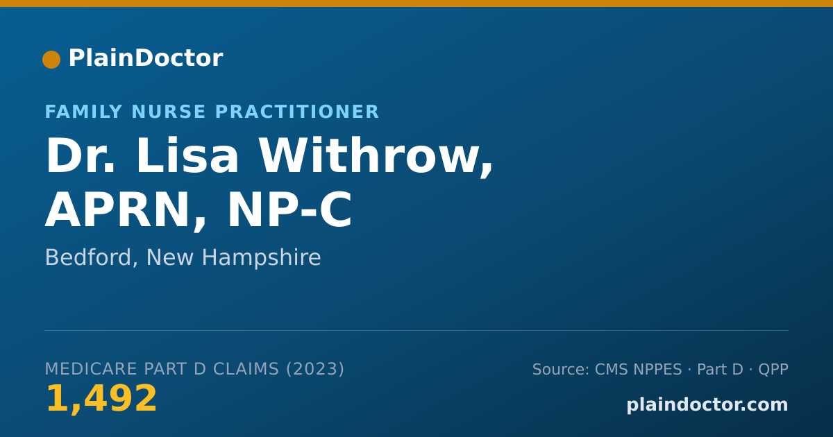 Shareable card for Lisa Withrow, APRN, NP-C - Family Nurse Practitioner, Bedford, NH