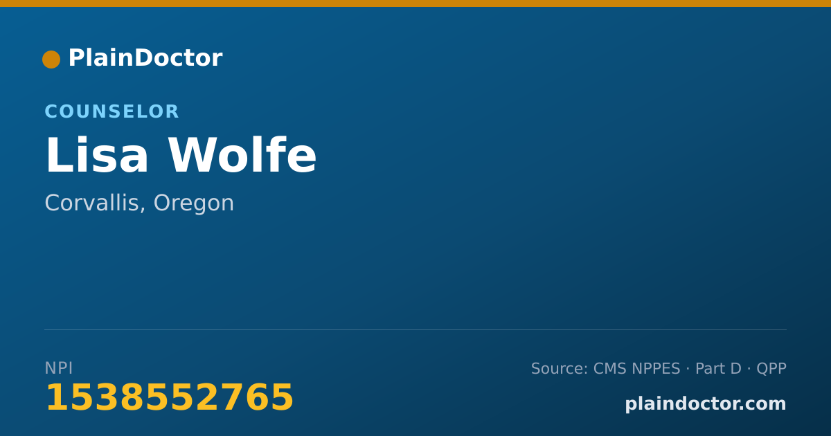 Shareable card for Lisa Wolfe - Counselor, Corvallis, OR
