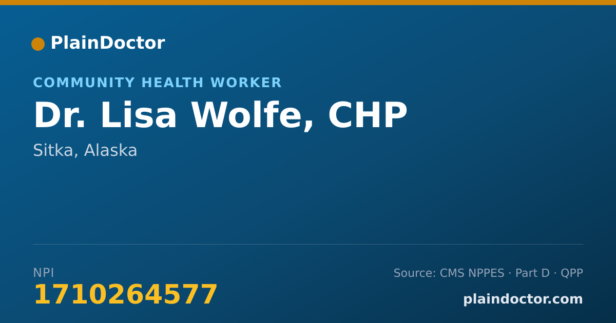 Shareable card for Lisa Wolfe, CHP - Community Health Worker, Sitka, AK