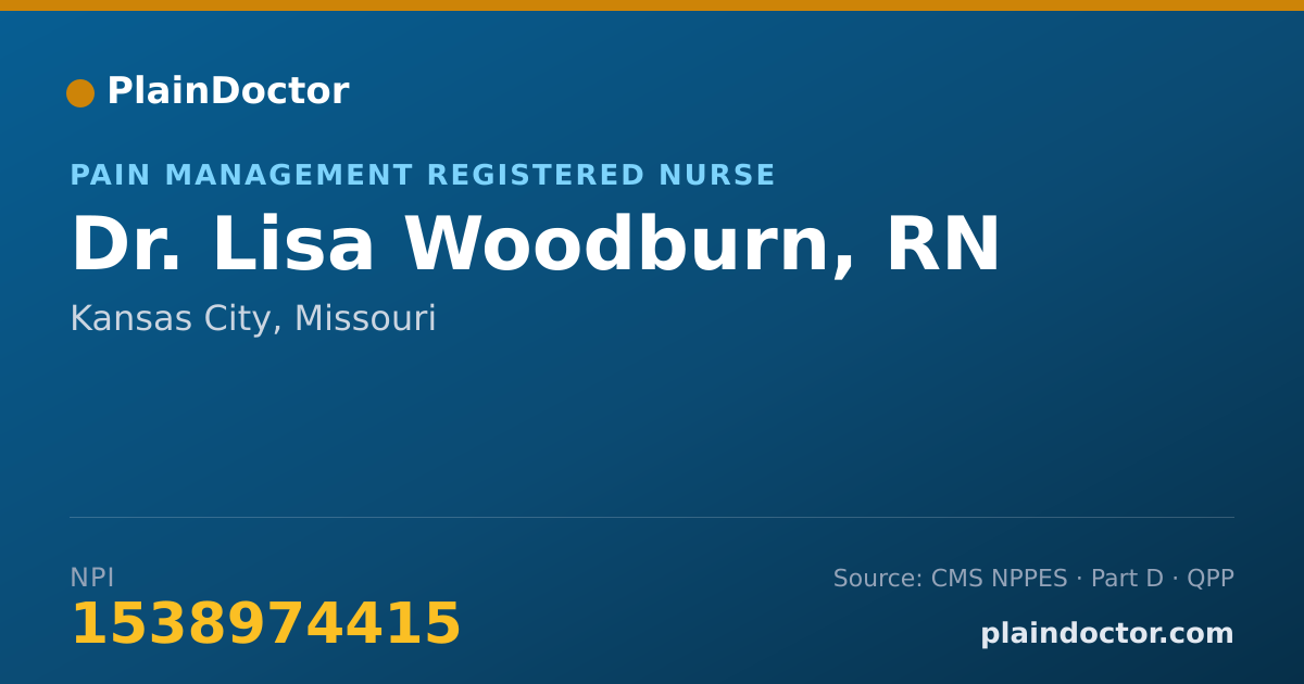 Shareable card for Lisa Woodburn, RN - Pain Management Registered Nurse, Kansas City, MO
