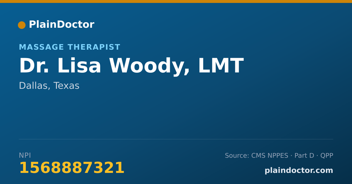 Shareable card for Lisa Woody, LMT - Massage Therapist, Dallas, TX