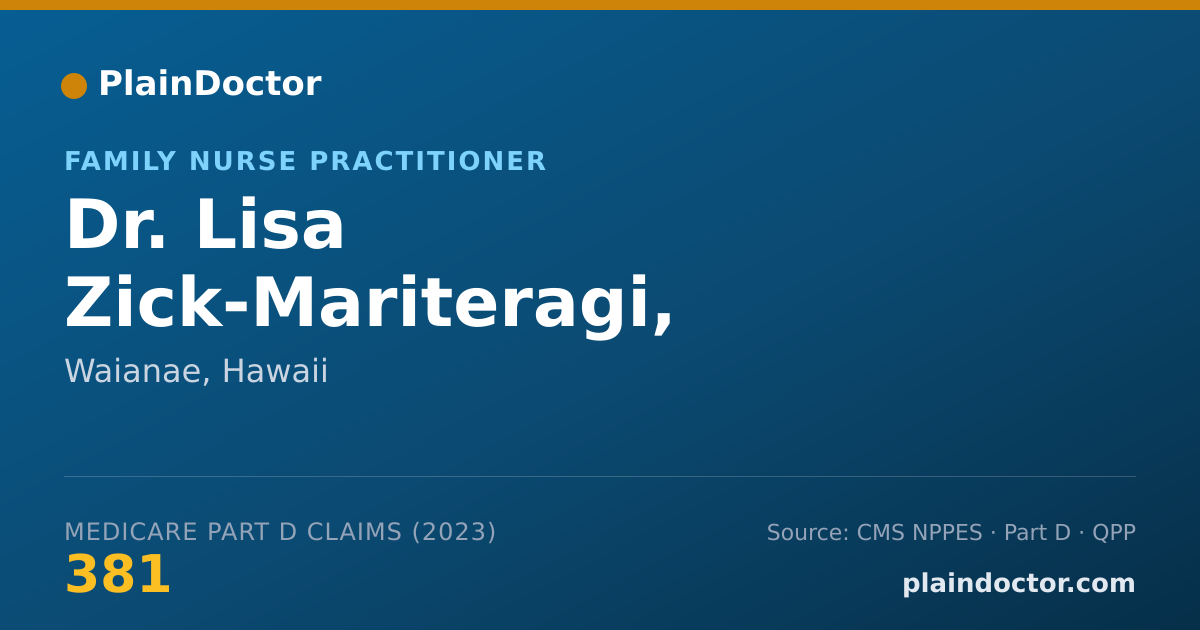 Shareable card for Lisa Zick-Mariteragi, APRN-RX, MSN, MPH - Family Nurse Practitioner, Waianae, HI