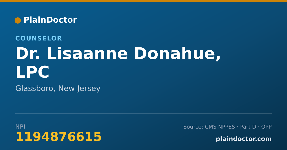 Shareable card for Lisaanne Donahue, LPC - Counselor, Glassboro, NJ