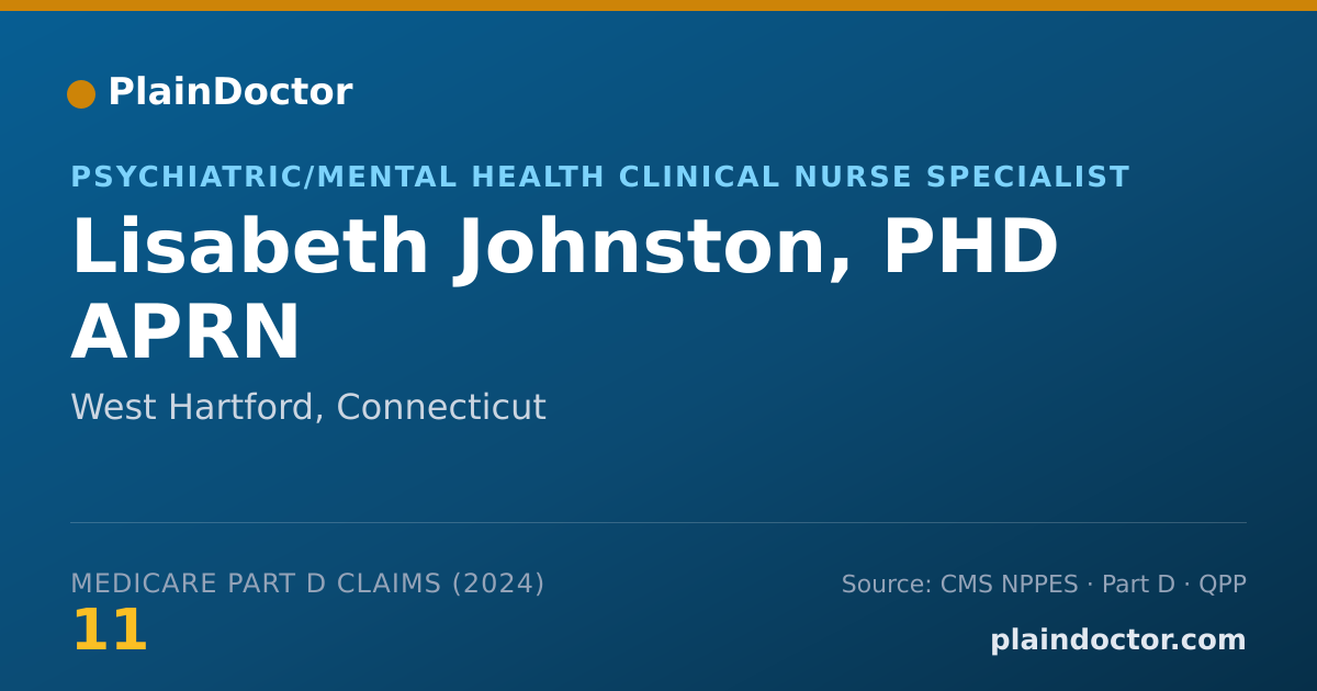 Shareable card for Lisabeth Johnston, PHD APRN - Psychiatric/Mental Health Clinical Nurse Specialist, West Hartford, CT
