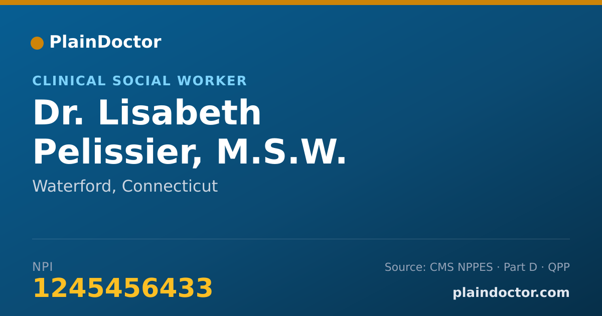 Shareable card for Lisabeth Pelissier, M.S.W. - Clinical Social Worker, Waterford, CT
