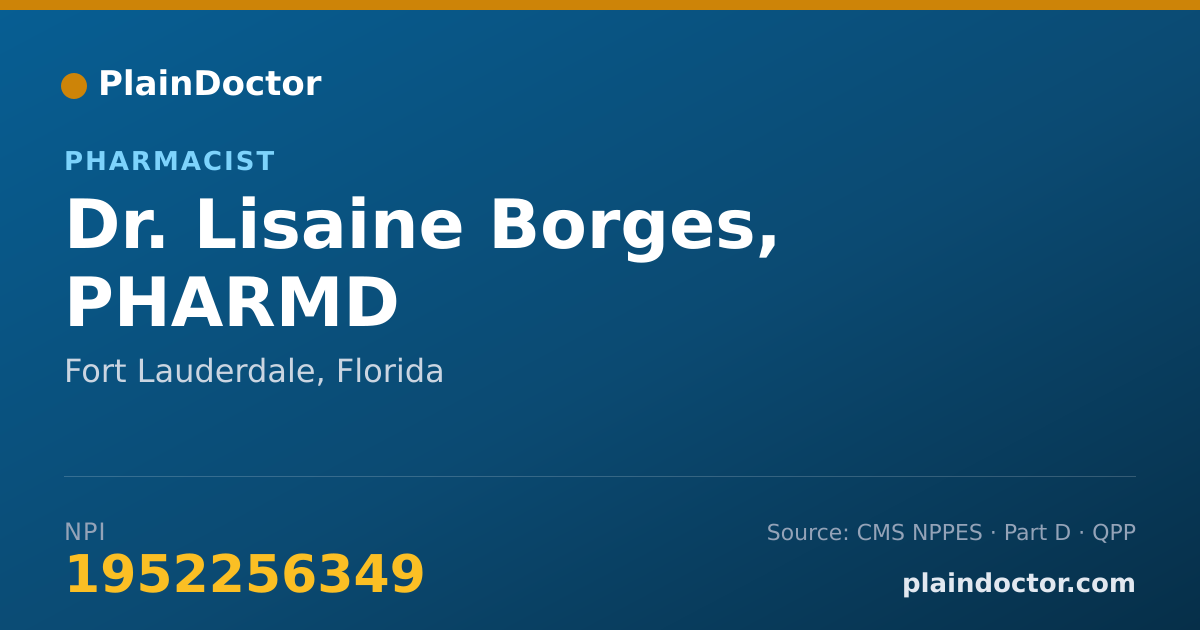 Shareable card for Lisaine Borges, PHARMD - Pharmacist, Fort Lauderdale, FL