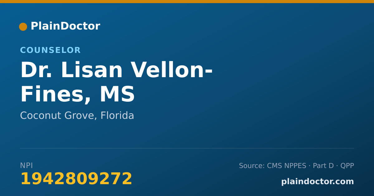 Shareable card for Lisan Vellon- Fines, MS - Counselor, Coconut Grove, FL