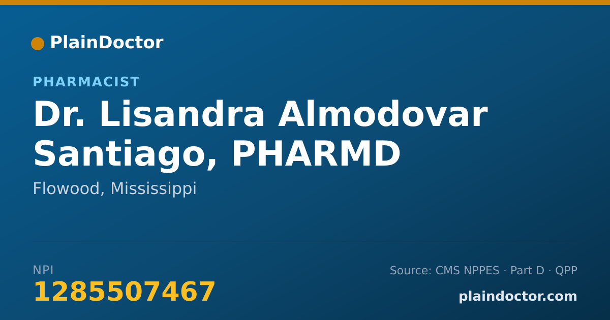 Shareable card for Lisandra Almodovar Santiago, PHARMD - Pharmacist, Flowood, MS