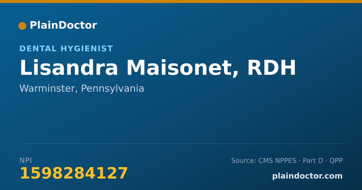 Shareable card for Lisandra Maisonet, RDH - Dental Hygienist, Warminster, PA