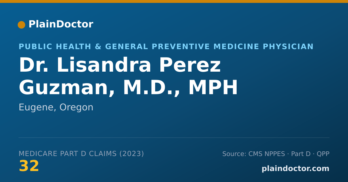 Shareable card for Lisandra Perez Guzman, M.D., MPH - Public Health & General Preventive Medicine Physician, Eugene, OR