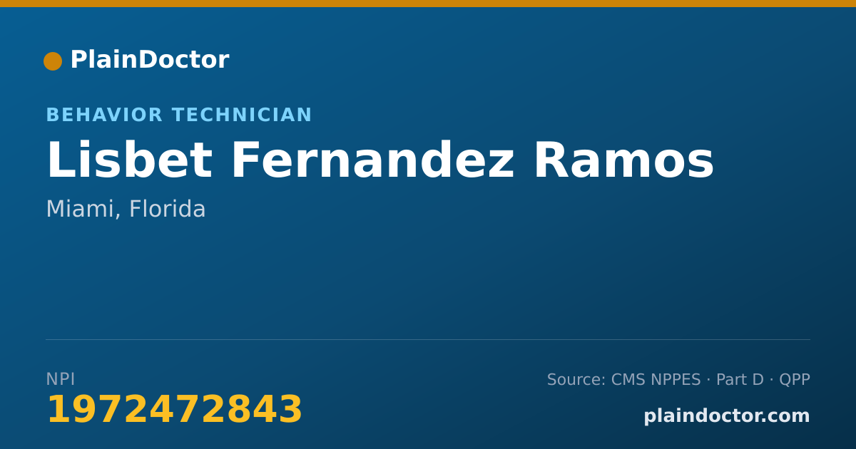 Shareable card for Lisbet Fernandez Ramos - Behavior Technician, Miami, FL