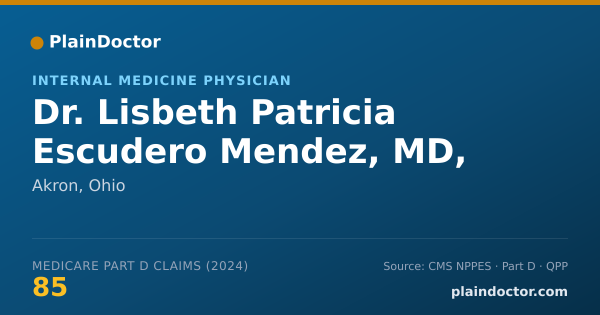 Shareable card for Lisbeth Patricia Escudero Mendez, MD, - Internal Medicine Physician, Cuyahoga Falls, OH