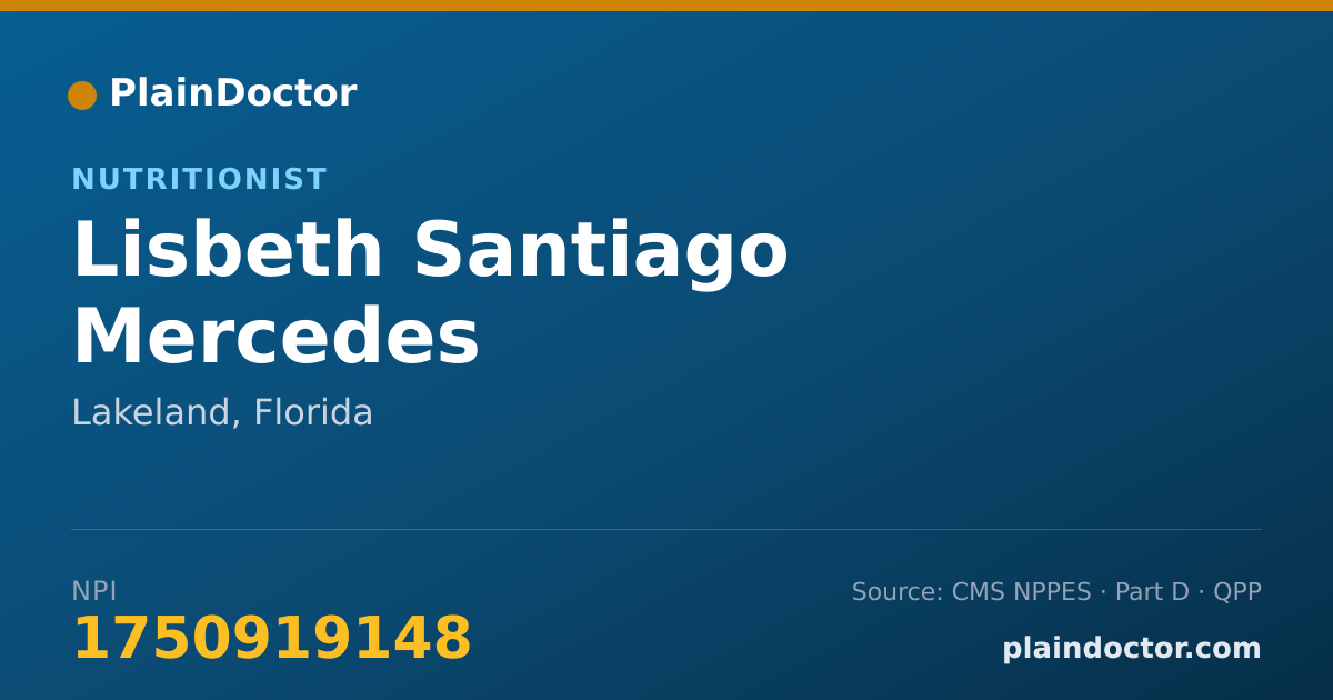 Shareable card for Lisbeth Santiago Mercedes - Nutritionist, Lakeland, FL