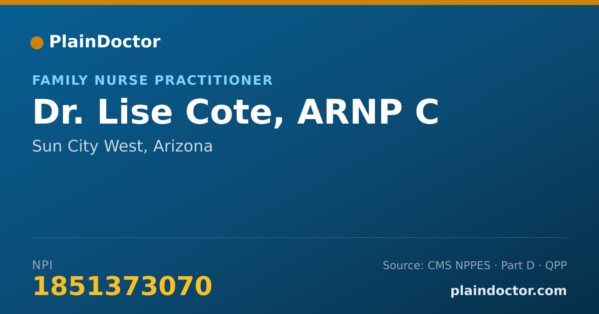 Shareable card for Lise Cote, ARNP C - Family Nurse Practitioner, Sun City West, AZ