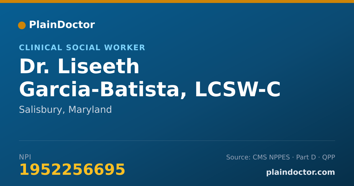 Shareable card for Liseeth Garcia-Batista, LCSW-C - Clinical Social Worker, Salisbury, MD