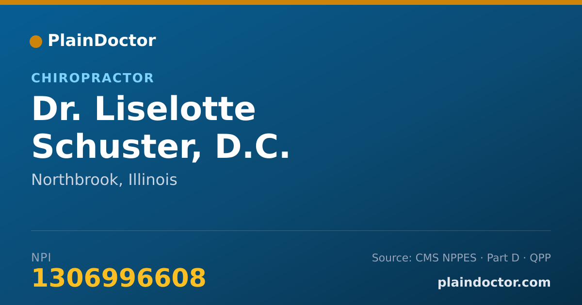 Shareable card for Liselotte Schuster, D.C. - Chiropractor, Northbrook, IL