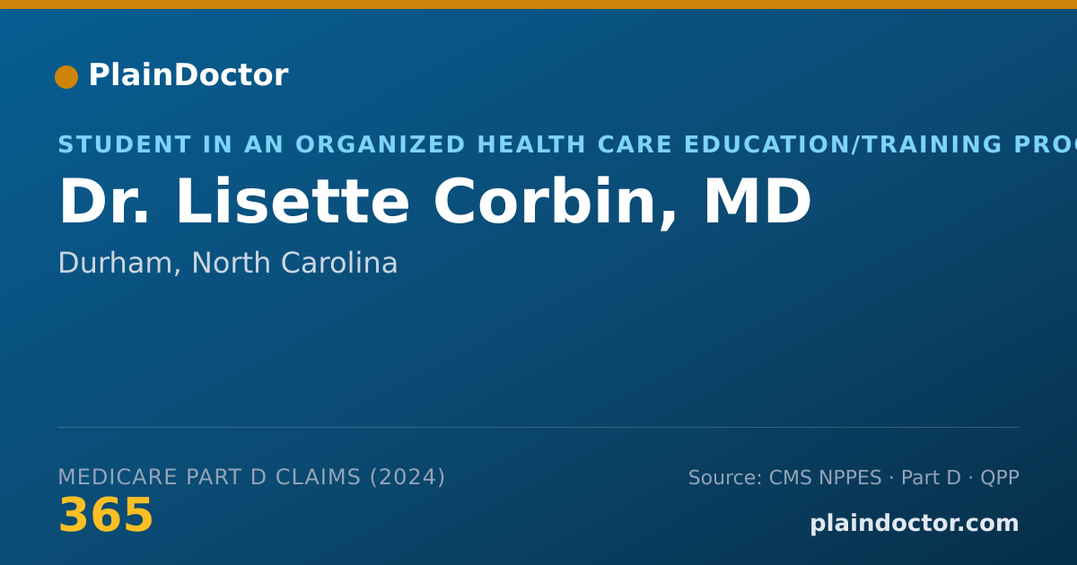Shareable card for Lisette Corbin, MD - Student in an Organized Health Care Education/Training Program, Durham, NC