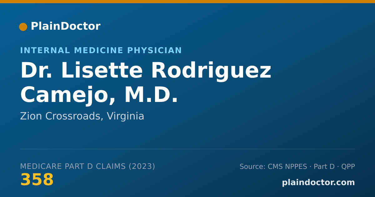 Shareable card for Lisette Rodriguez Camejo, M.D. - Internal Medicine Physician, Zion Crossroads, VA