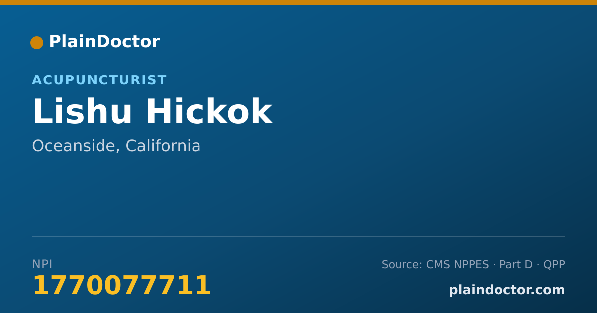 Shareable card for Lishu Hickok - Acupuncturist, Oceanside, CA