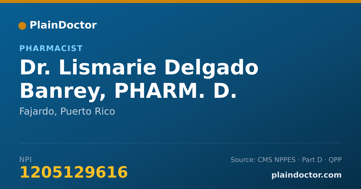 Shareable card for Lismarie Delgado Banrey, PHARM. D. - Pharmacist, Fajardo, PR