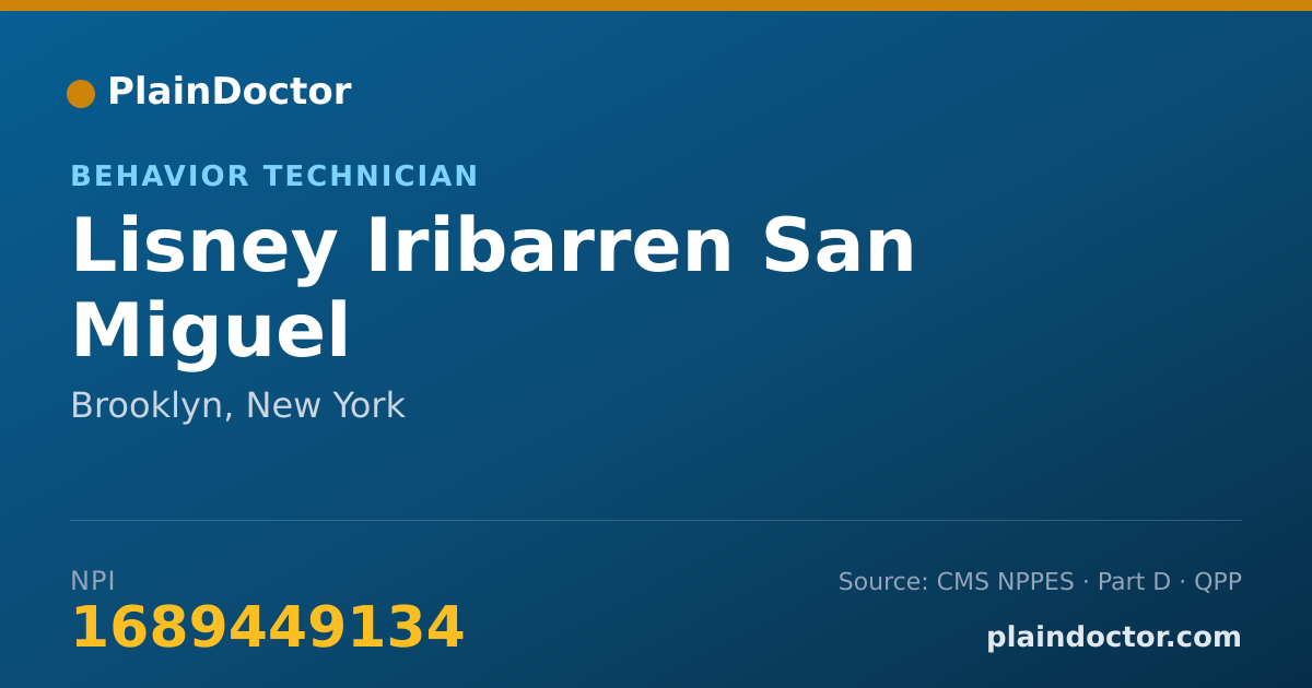 Shareable card for Lisney Iribarren San Miguel - Behavior Technician, Brooklyn, NY