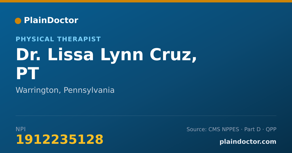 Shareable card for Lissa Lynn Cruz, PT - Physical Therapist, Warrington, PA