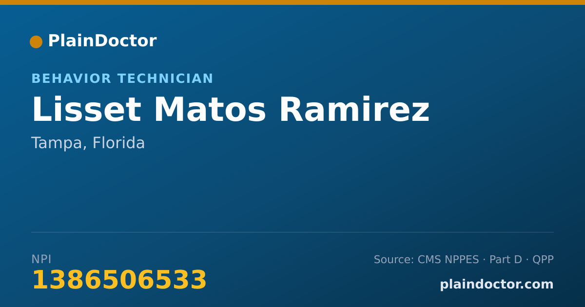 Shareable card for Lisset Matos Ramirez - Behavior Technician, Tampa, FL
