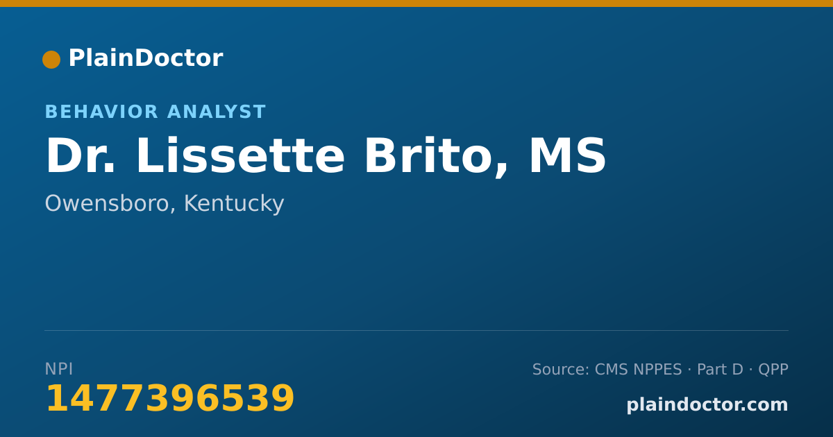 Shareable card for Lissette Brito, MS - Behavior Analyst, Owensboro, KY