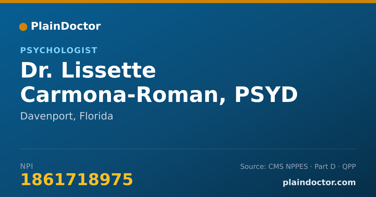 Shareable card for Lissette Carmona-Roman, PSYD - Psychologist, Davenport, FL