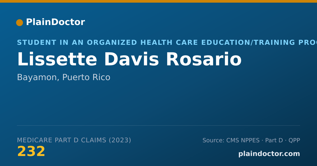 Shareable card for Lissette Davis Rosario - Student in an Organized Health Care Education/Training Program, Bayamon, PR