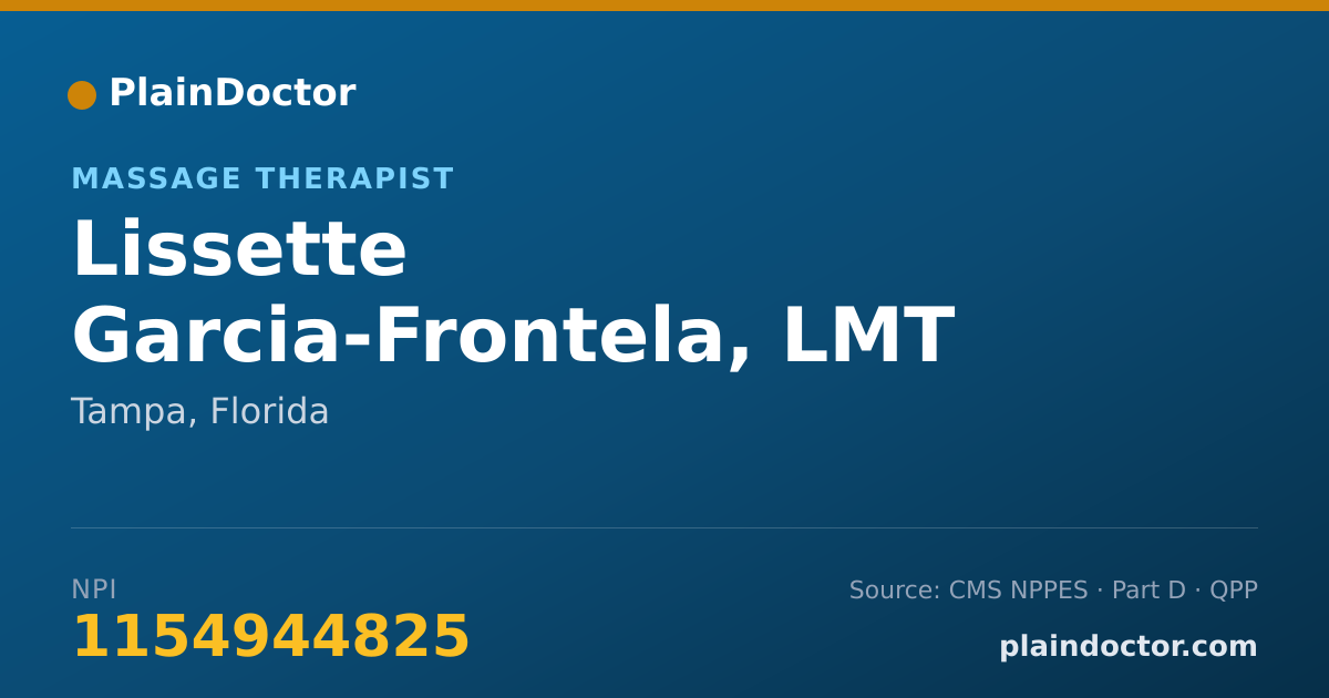 Shareable card for Lissette Garcia-Frontela, LMT - Massage Therapist, Tampa, FL
