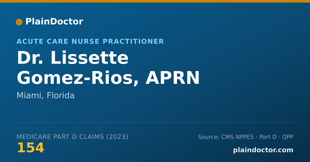 Shareable card for Lissette Gomez-Rios, APRN - Acute Care Nurse Practitioner, Miami, FL