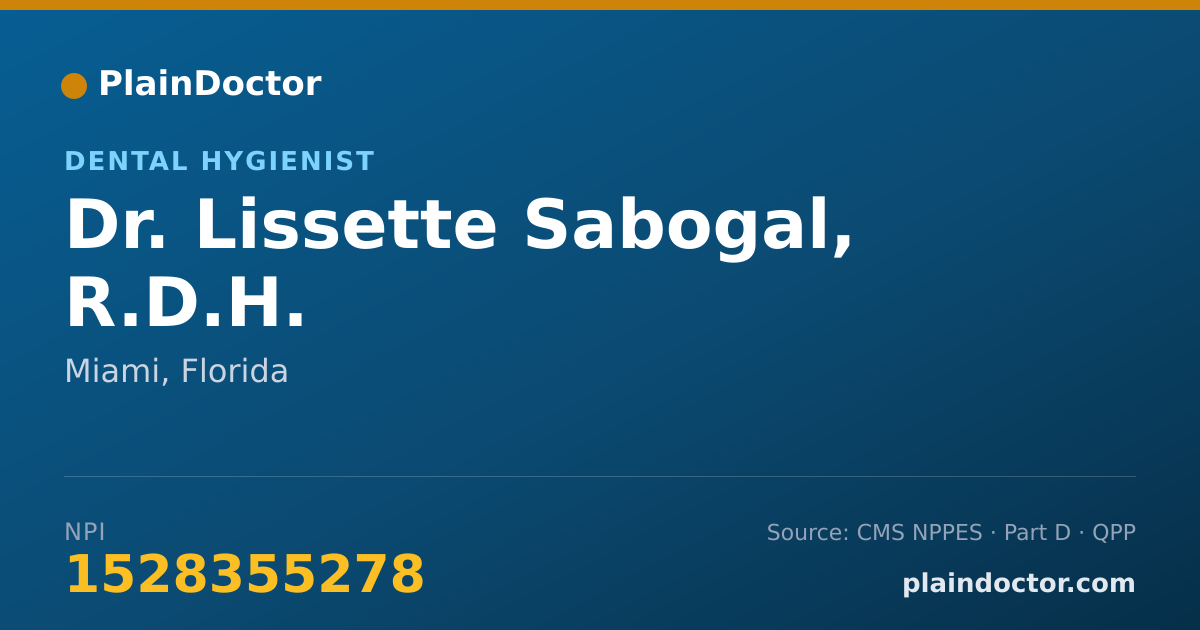 Shareable card for Lissette Sabogal, R.D.H. - Dental Hygienist, Miami, FL