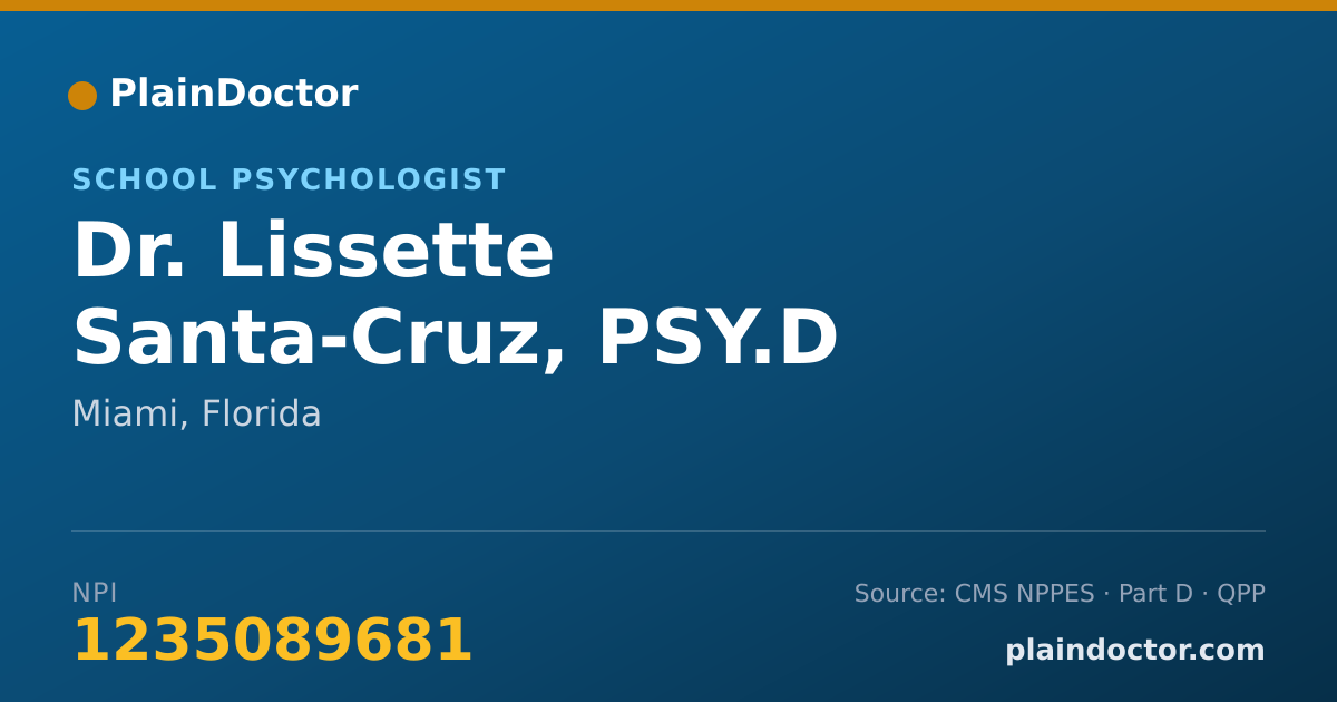 Shareable card for Lissette Santa-Cruz, PSY.D - School Psychologist, Miami, FL