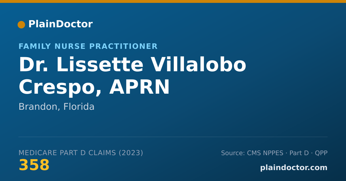 Shareable card for Lissette Villalobo Crespo, APRN - Family Nurse Practitioner, Brandon, FL