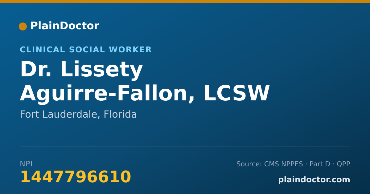 Shareable card for Lissety Aguirre-Fallon, LCSW - Clinical Social Worker, Fort Lauderdale, FL