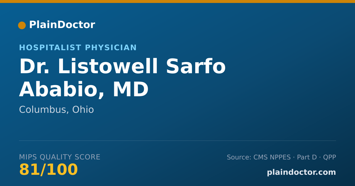 Shareable card for Listowell Sarfo Ababio, MD - Hospitalist Physician, Columbus, OH