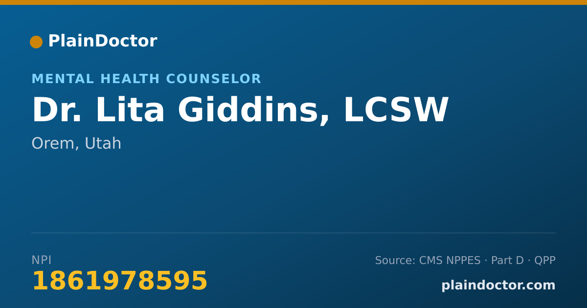 Shareable card for Lita Giddins, LCSW - Mental Health Counselor, Orem, UT