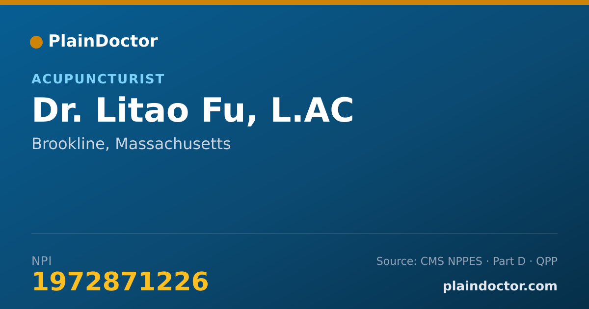 Shareable card for Litao Fu, L.AC - Acupuncturist, Brookline, MA