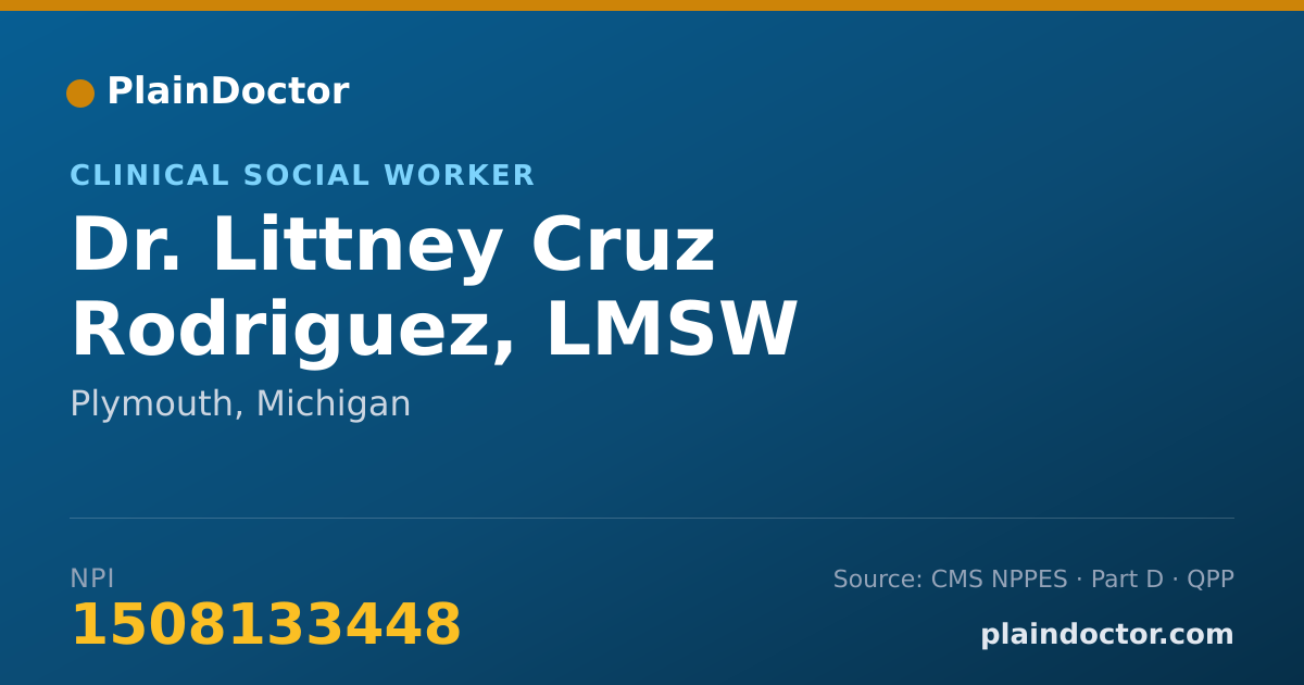 Shareable card for Littney Cruz Rodriguez, LMSW - Clinical Social Worker, Plymouth, MI