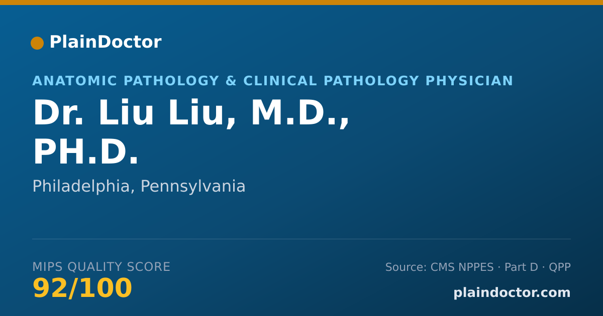 Shareable card for Liu Liu, M.D., PH.D. - Anatomic Pathology & Clinical Pathology Physician, Philadelphia, PA