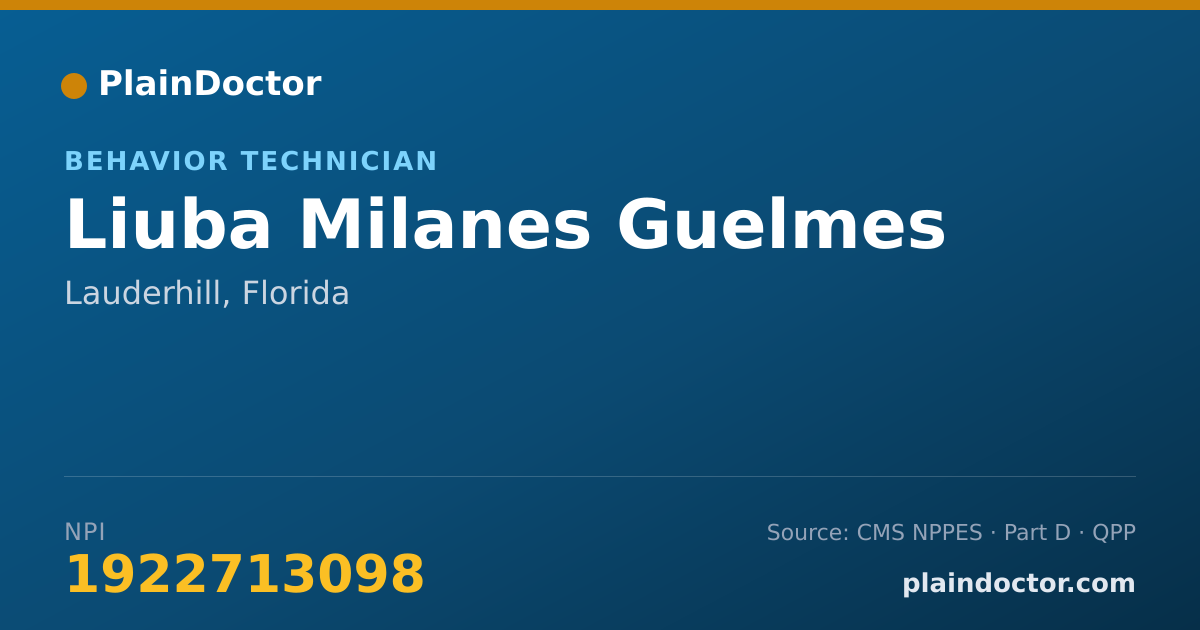 Shareable card for Liuba Milanes Guelmes - Behavior Technician, Lauderhill, FL