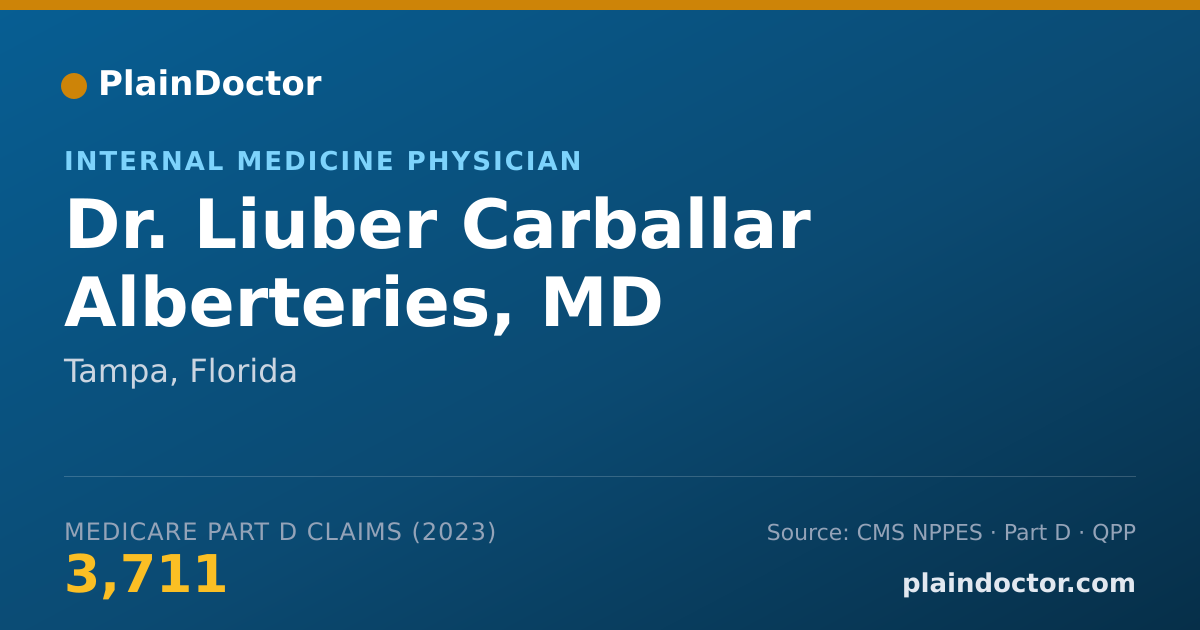 Shareable card for Liuber Carballar Alberteries, MD - Internal Medicine Physician, Tampa, FL