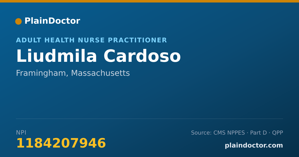 Shareable card for Liudmila Cardoso - Adult Health Nurse Practitioner, Framingham, MA