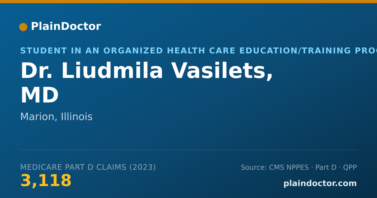 Shareable card for Liudmila Vasilets, MD - Student in an Organized Health Care Education/Training Program, Marion, IL